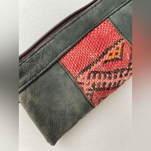 Handcrafted Leather & Textile Zipper Pouch